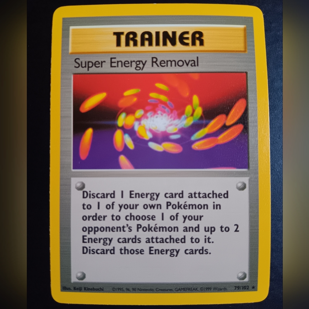 Super Energy Removal Trainer Pokemon Card - Base Set - 79/102 Rare Non-Holo